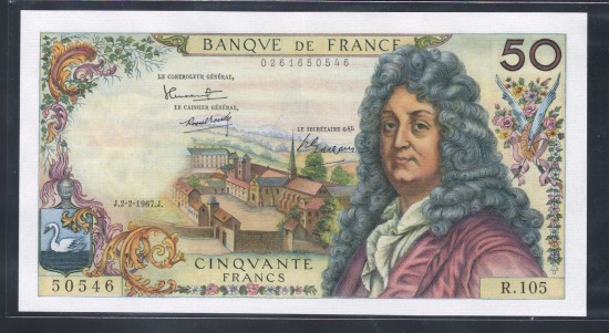 外鈔 法國Francs 1967年$50A