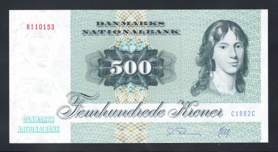 外鈔Danmark 1972 $500 A
