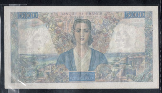 外鈔法國Francs 1946$5000B